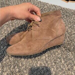 Tan Suede Women's Wedge Ankle Boots